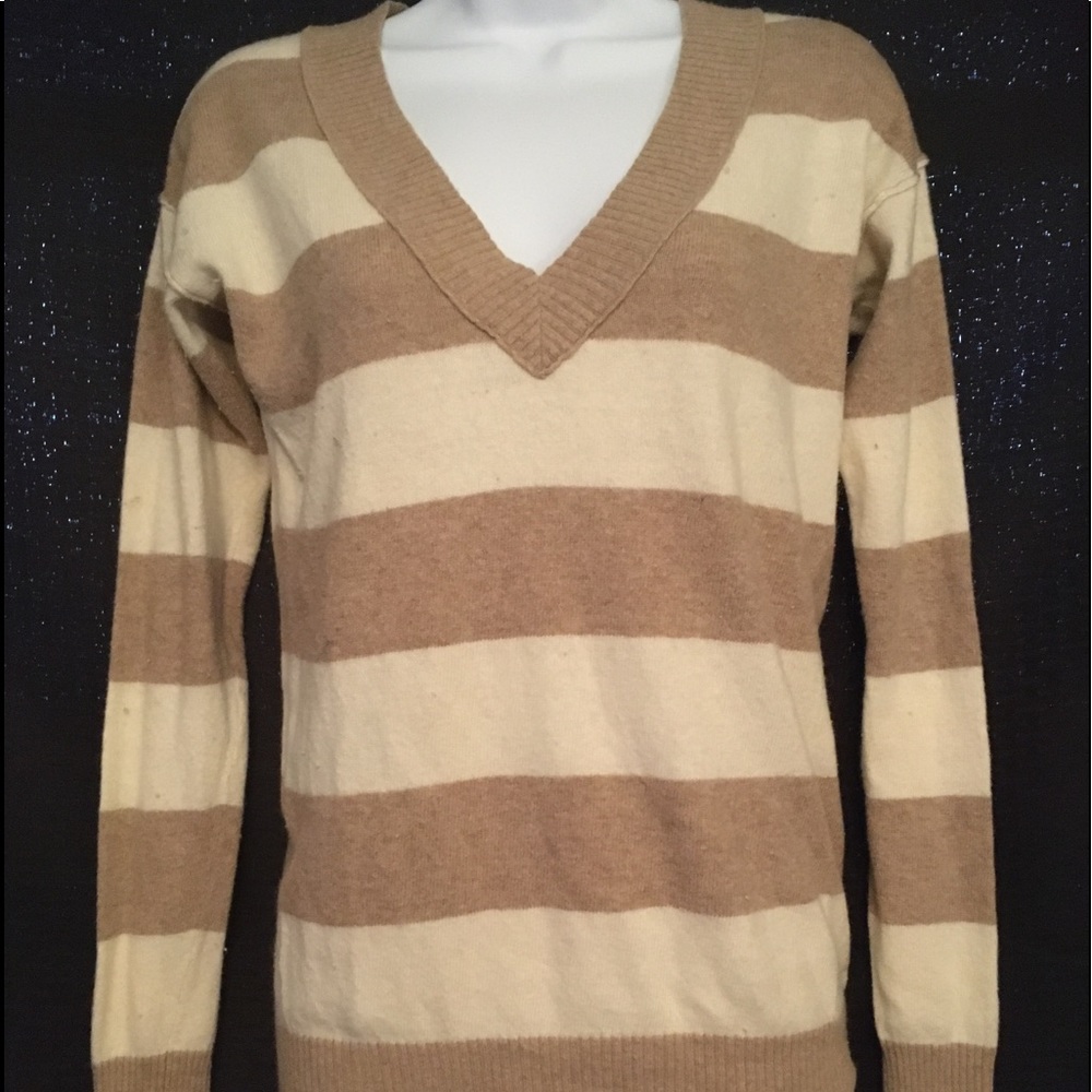 Cream & Tan striped sweater